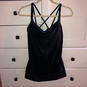 Blue and black yoga tank